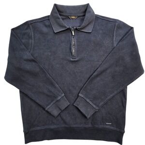 Massimo Dutti Sweater Mens M Blue Collared 1/4 Zip Pullover Cotton Tight-Knit